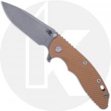Rick Hinderer Knives SKINNY XM-18 3.5 Inch Knife - Slicer - Working Finish - Magnacut - Coyote G10 / Battle Bronze Ti