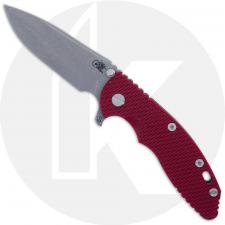 Rick Hinderer Knives SKINNY XM-18 3.5 Inch Knife - Slicer - Working Finish - Magnacut - Red G10 / Battle Bronze Ti