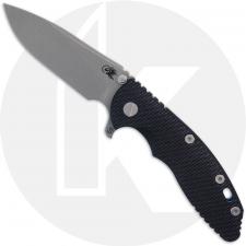 Rick Hinderer Knives SKINNY XM-18 3.5 Inch Knife - Slicer - Working Finish - MagnaCut - Black G10 / Battle Blue Ti