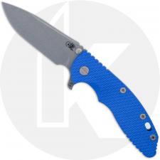 Rick Hinderer Knives SKINNY XM-18 3.5 Inch Knife - Slicer - Working Finish - MagnaCut - Blue G10 / Battle Blue Ti