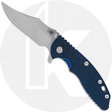 Rick Hinderer XM-18 3.5 Inch Knife - Bowie - Stonewash Finish - Tri Way Pivot - Blue/Black G10