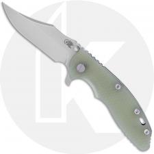 Rick Hinderer XM-18 3.5 Inch Knife - Bowie - Stonewash - Tri Way Pivot - Translucent Green G10