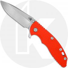 Rick Hinderer XM-18 3.5 Inch Knife - S45VN Spear Point - Stonewash Finish - Orange G10/Bronze Ti