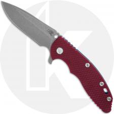 Rick Hinderer XM-18 3.5 Inch Knife - S45VN Spear Point - Working Finish - Red G10 / Battle Blue Ti