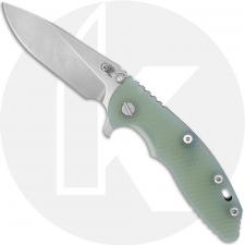 Rick Hinderer XM-18 3.5 Inch Knife - Stonewash S45VN Slicer - Translucent Green G10 / Battle Bronze Titanium