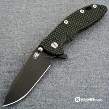 Hinderer Knives XM-18 3.5 Inch Knife - Gen 5 Spanto - Battle Black DLC - OD Green / Black G-10 Handle