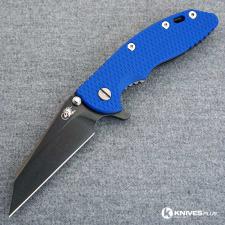 Hinderer Knives XM-18 3.5 Inch Knife - Gen 6 Wharncliffe - Stonewash Black DLC - CPM 20CV - Blue G-10 Handle