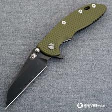 Hinderer Knives XM-18 3.5 Inch Knife - Gen 6 Wharncliffe - Stonewash Black DLC - CPM 20CV - OD Green G-10 Handle