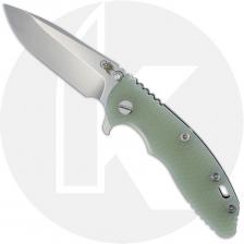 Rick Hinderer XM-18 3.25 Inch Knife - Stonewashed S45VN Spear Point - Translucent Green G10 / Working Finish Titanium