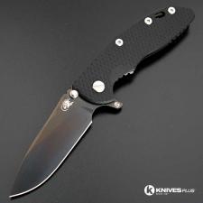 Hinderer Knives SKINNY XM-18 3.5 Inch Knife - Gen 6 Slicer - Stonewash Black DLC - Tri Way Pivot - Black G-10 Handle