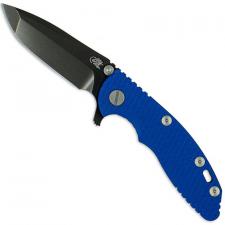 Hinderer Knives XM-18 3 Inch Knife - Spanto - Stonewash Black DLC - Tri Way Pivot - Blue G-10 Handle
