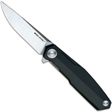 Real Steel 7814 G3 Puukko Light Ostap Hel Flipper Knife Satin Blade Black G10 Handle