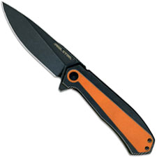 Real Steel 7822 T109 Ostap Hel Flying Shark Flipper Knife Black Stonewash and Orange G10