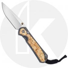 Chris Reeve Knives - Small Sebenza 31 Knife - S31-1108 - Stonewash Drop Point - Box Elder Burl / Blasted Titanium