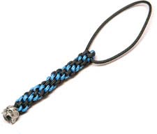 Schmuckatelli Mini Lanyard - Cyber Pewter Bead - Pewter Finish - Black and Blue Cord - 4.B-CYPMLBB