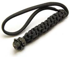 Schmuckatelli Lanyard - Grins Pewter Bead - Black Oxide Finish - Black Cord - 4.A-GBLBB