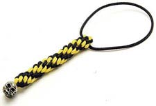 Schmuckatelli Mini Lanyard - Joe Pewter Bead - Pewter Finish - Black and Yellow Cord - 4.B-JPMLBY