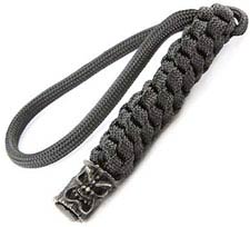 Schmuckatelli Lanyard - Ona Tiki Pewter Bead - Black Oxide Finish - Black Cord - 4.A-OBLBB