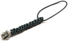 Schmuckatelli Mini Lanyard - Vinnie Garoon Pewter Bead - Pewter Finish - Black Cord - 4.B-VGMLB