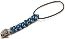 Schmuckatelli Mini Lanyard - Vinnie Garoon Pewter Bead - Pewter Finish - Black and Blue Cord - 4.B-VGMLBB