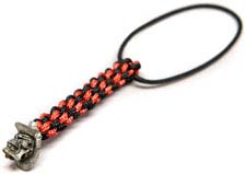 Schmuckatelli Mini Lanyard - Vinnie Garoon Pewter Bead - Pewter Finish - Black and Red Cord - 4.B-VGMLBR