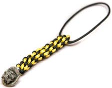 Schmuckatelli Mini Lanyard - Vinnie Garoon Pewter Bead - Pewter Finish - Black and Yellow Cord - 4.B-VGMLBY