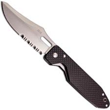 SOG Jet Edge 1 Knife J47 - Part Serrated ATS-34 - Carbon Fiber - Discontinued Item - BNIB