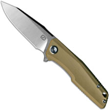 Stedemon ZKC C02D02 EDC Flipper Folding Knife Satin Clip Point Desert G10