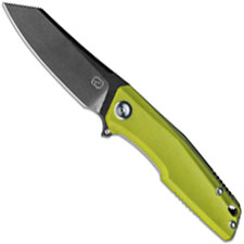 Stedemon ZKC C02T09 EDC Flipper Folding Knife Black Stonewash Reverse Tanto Green G10