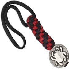 Spyderco Lanyard with Bug Bead BEAD5LY - Pewter Bead - Braided Black and Red Paracord