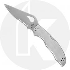 Spyderco Byrd Harrier 2 SS Knife BY01PS2 - Value Priced EDC - Part Serrated Drop Point - Stainless Steel - Lock Back Folder