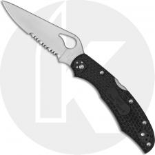 Spyderco Byrd Harrier 2 Lightweight Knife BY01PSBK2 - Value Priced EDC - Part-Serrated - Black FRN - Lock Back Folder