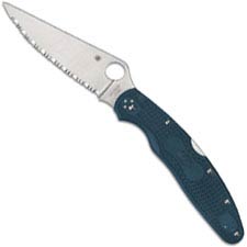 Spyderco Police 4 Lightweight K390 - C07FS4K390 - Serrated K390 Drop Point - Blue FRN - Lock Back