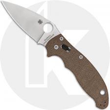 Spyderco Manix 2 C101MPCW2 Knife - CPM Cru-Wear Leaf-Shaped Blade - Brown Canvas Micarta