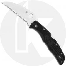 Spyderco C10FSWCBK Endura 4 Wharncliffe Knife, 3.78 Inch Serrated Wharncliffe Blade, Black FRN Handle