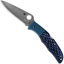 Spyderco Endura C10JBBP - 2012 Sprint Run - VG10 Damascus - Jigged Blue Bone and Blue Ti - Discontinued Item - Serial # - BNIB -