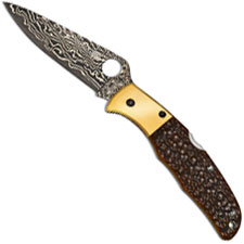 Spyderco Endura C10JBOP - 2013 Sprint Run - VG10 Damascus - Jigged Orange Bone and Bronze Ti - Discontinued Item - Serial # - BN