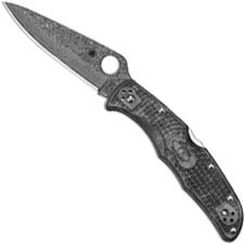 Spyderco Endura 4 Knife C10ZPGYD - Saber Ground Damascus - Gray Black Zome FRN