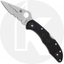 Spyderco Delica 4 Lightweight - C11FPSBKBL - Thin Blue Line - Part Serrated - Black / Blue FRN