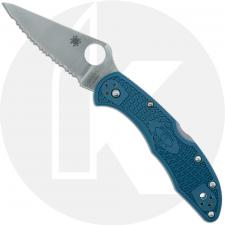 Spyderco Delica 4 Lightweight K390 - C11FSK390 - Serrated K390 Drop Point - Blue FRN - Lock Back