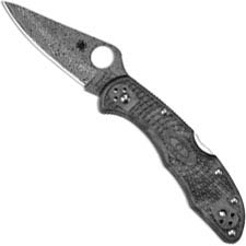 Spyderco Delica 4 Knife C11ZPGYD - Saber Ground Damascus - Gray Black Zome FRN