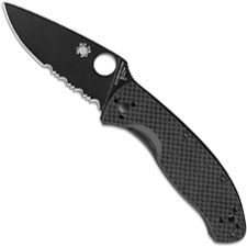 Spyderco Tenacious C122CFBBKPS Limited Part Serrated Black Blade Carbon Fiber G10 Folding Knife