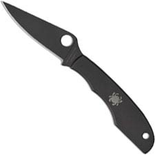 Spyderco Grasshopper Slip Joint Knife - C138BKP - Black Sandvik 12C27 Drop Point - Black Stainless Steel - Key Ring Hole