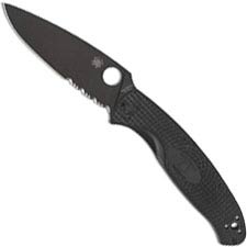Spyderco Resilience Lightweight - C142PSBBK - Value Folder - Black Part Serrated - Black FRN - Liner Lock Folding Knife