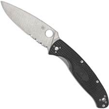 Spyderco Resilience Lightweight - C142PSBK - Value Folder - Part Serrated - Black FRN - Liner Lock Folding Knife