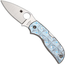 Spyderco C152STIBLP Chaparral Knife EDC Leaf Blade Blue Stepped Titanium Lockback Folder