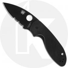 Spyderco C216GPSBBK Efficient Knife 2.98 Inch Part Serrated Black Drop Point, Black G10 Handle