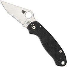 Spyderco C223GPS Para 3, Part Serrated Compression Lock Black G-10 Folding Knife