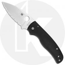 Spyderco C229GS Shaman Knife Serrated Leaf Blade, Black G10 Compression Lock Folder USA Made