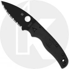 Spyderco Shaman Lightweight C229SBBK Knife - DLC Serrated CTS BD1N Leaf - Black FRN - USA Made